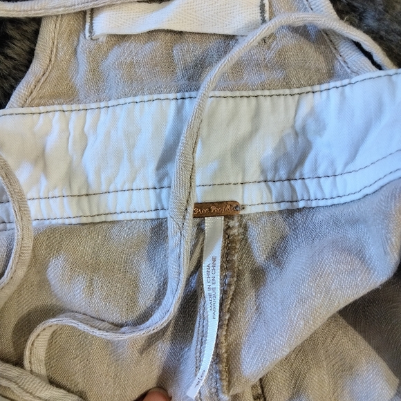 Free People Women's Natural Sights Overalls Linen Blend Size Small - Picture 12 of 12